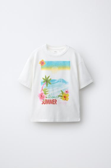 CAMISETA ESTAMPADO SURF - Blanco de Zara - Imagen 0