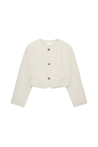 BLAZER CORTA BOTONES - Crudo de Zara