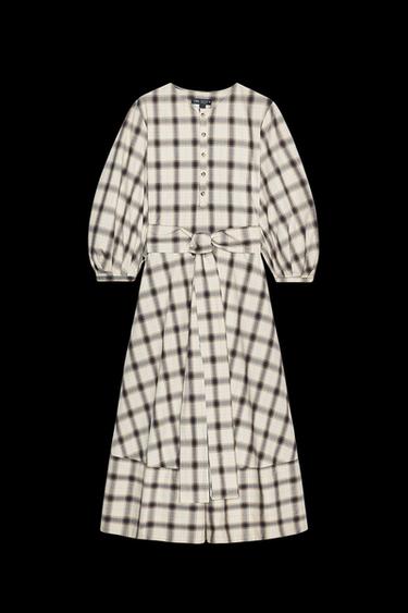 ZW COLLECTION CHECK SHIRT DRESS - Ecru / Blue by Zara