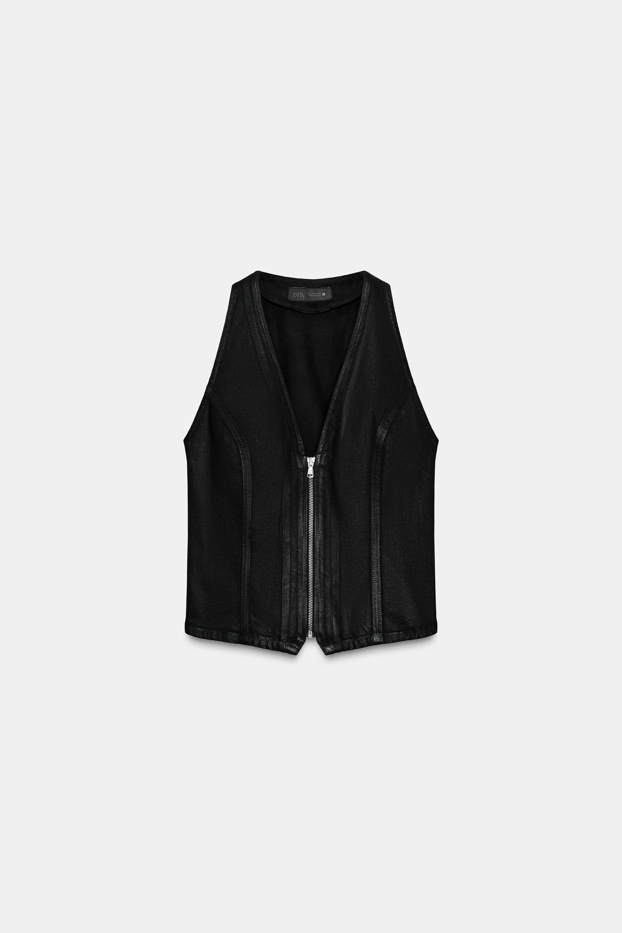 Z1975 COATED DENIM VEST - Black | ZARA United States