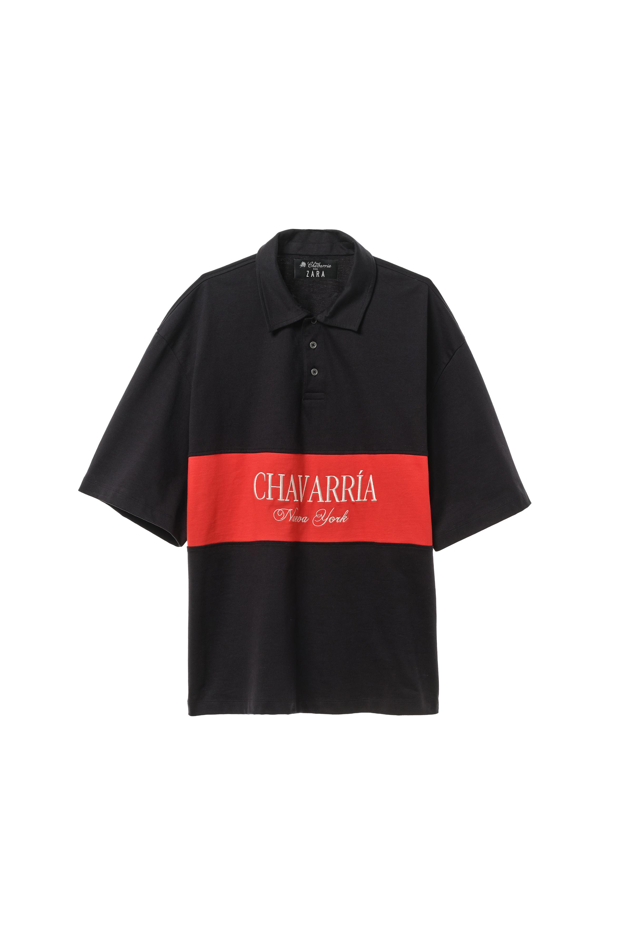 WILLY CHAVARRIA X ZARA カラーブロック刺繍ポロシャツ - ネイビー