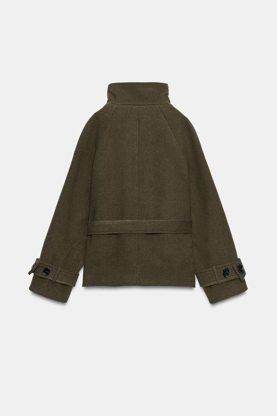 MANTEAU COL MONTANT CEINTURE - Kaki de Zara - Image 6