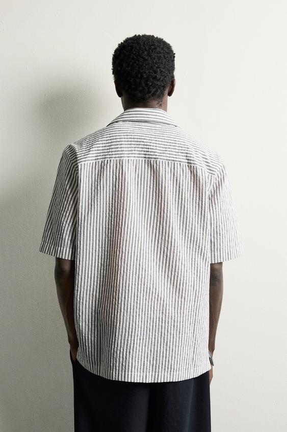 CHEMISE REGULAR FIT SEERSUCKER - Bleu marine / Blanc de Zara - Image 2