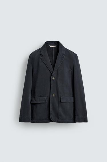 RELAXED FIT BOMULDSBLAZER - marine fra Zara