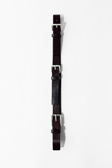 LEATHER MULTI-POSITION BUCKLE BELT - Brown by Zara