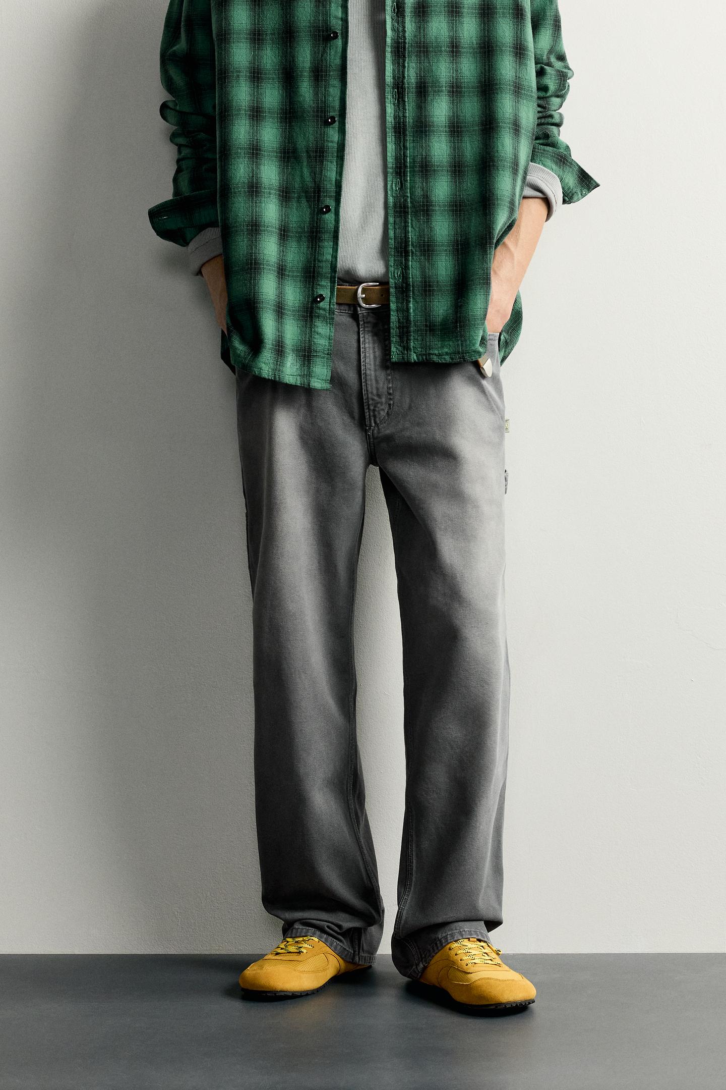 Мужские брюки Zara Relaxed-Fit Carpenter Pocket, цвет: Тёмный серый — фото 2