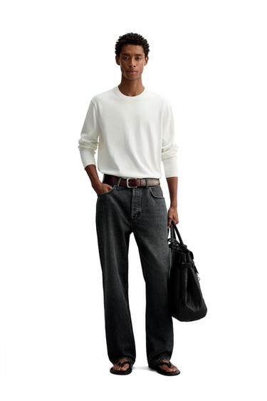 PULL EN COTON ET CHANVRE - Blanc cassé de Zara