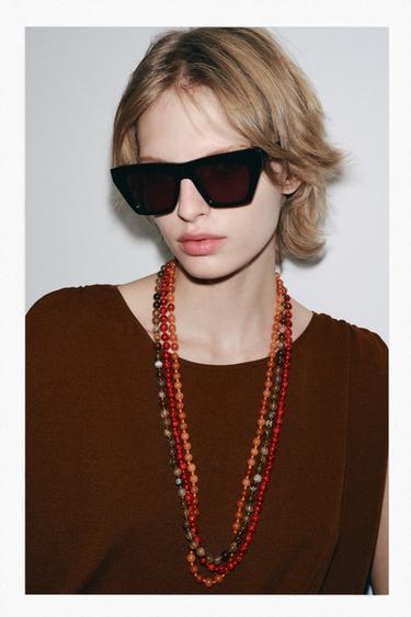 STONE BEAD NECKLACE - Orange by Zara