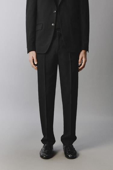 Zara WOOL BLEND SUIT PANTS - Black
