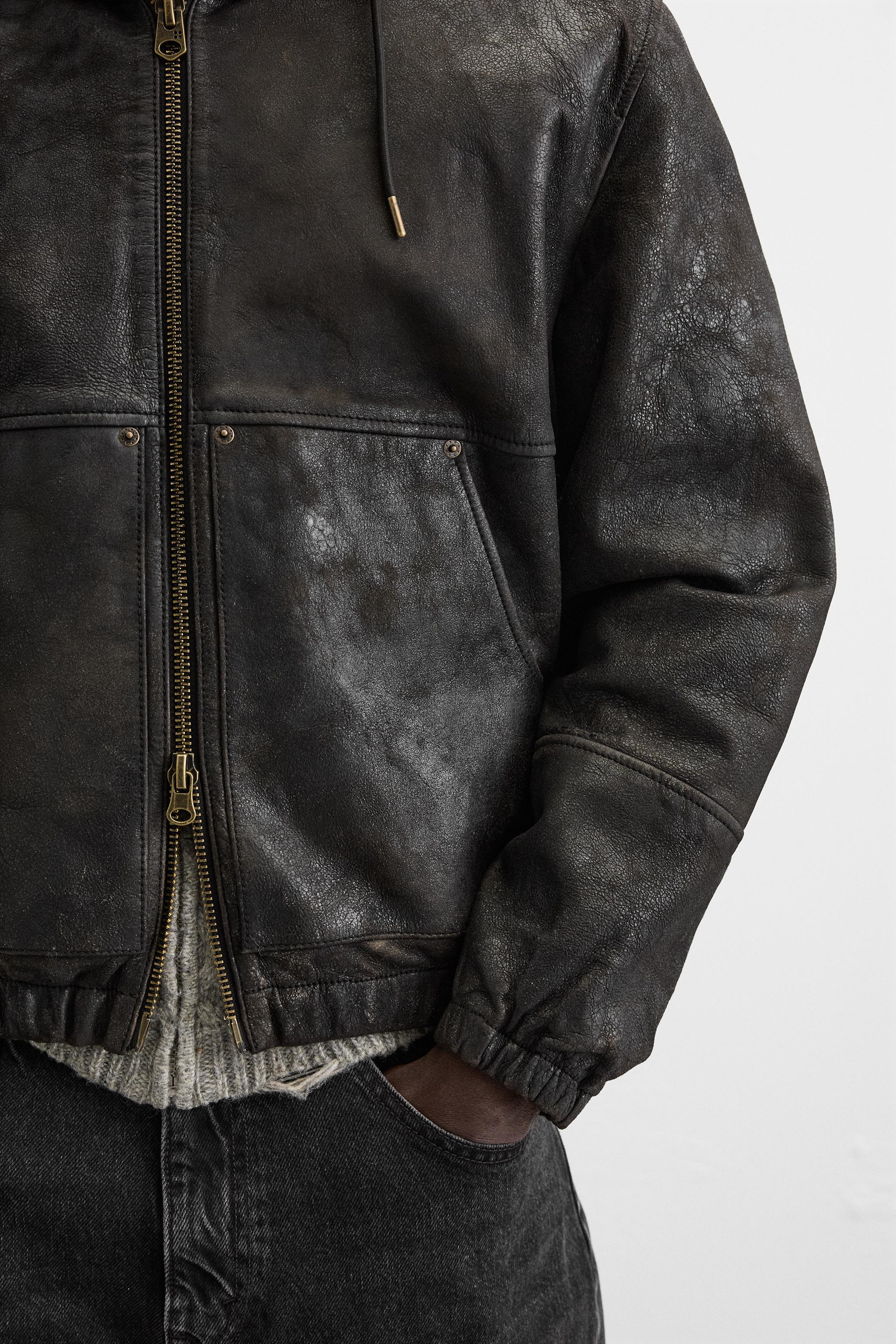【ZARA】レザーフードジャケット ブラウン | 4720/350/700 レザーフードジャケット - ブラウン | ZARA Japan / 日本