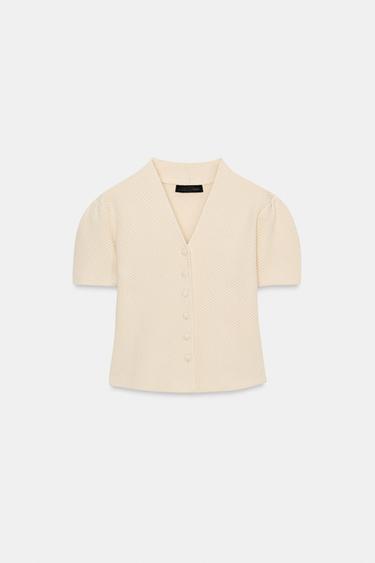 TEXTURED KNIT JACKET - Ecru by Zara