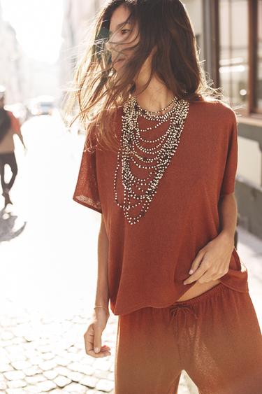 RUSTIC LAYERED T-SHIRT - Russet by Zara