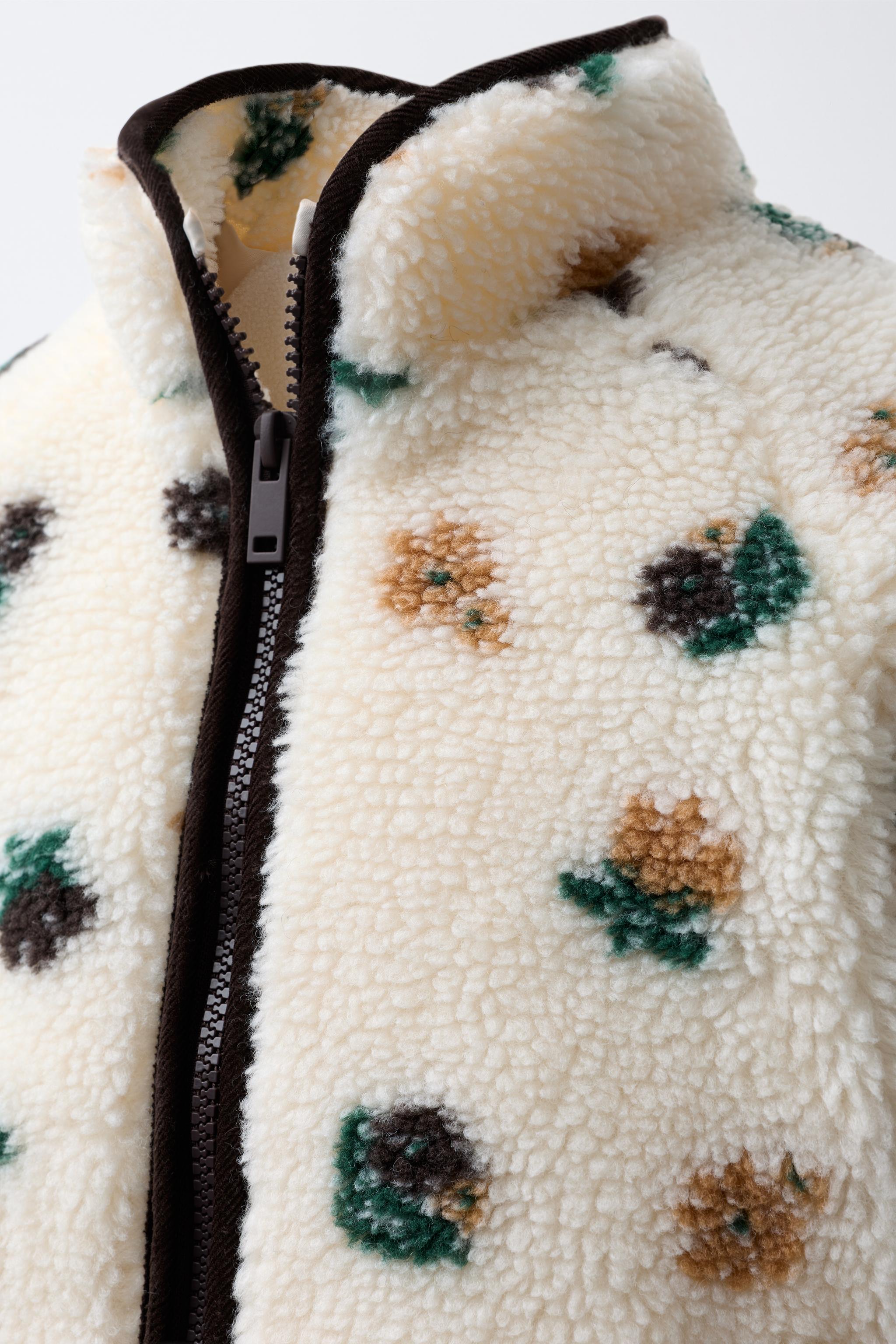 VESTE EFFET MOUTON FLEURS