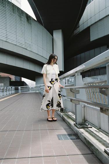 ZW COLLECTION PRINTED MIDI SKIRT - Black / White by Zara
