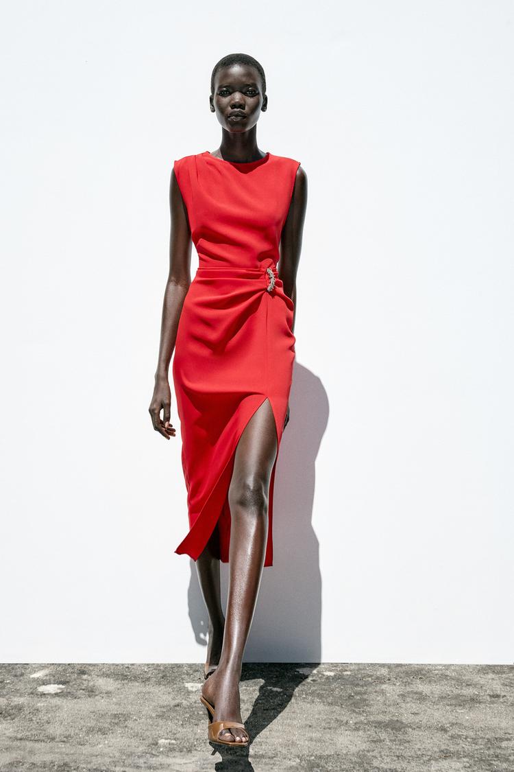 Polka Dot Dress Vestidos Midi Vestido Lunares Rojo Zara Zara 100