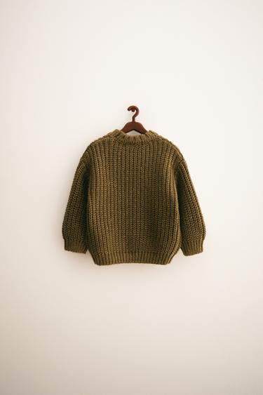 Zara ZARA TIMELESS - CHUNKY KNIT WOOL SWEATER - Mid-green