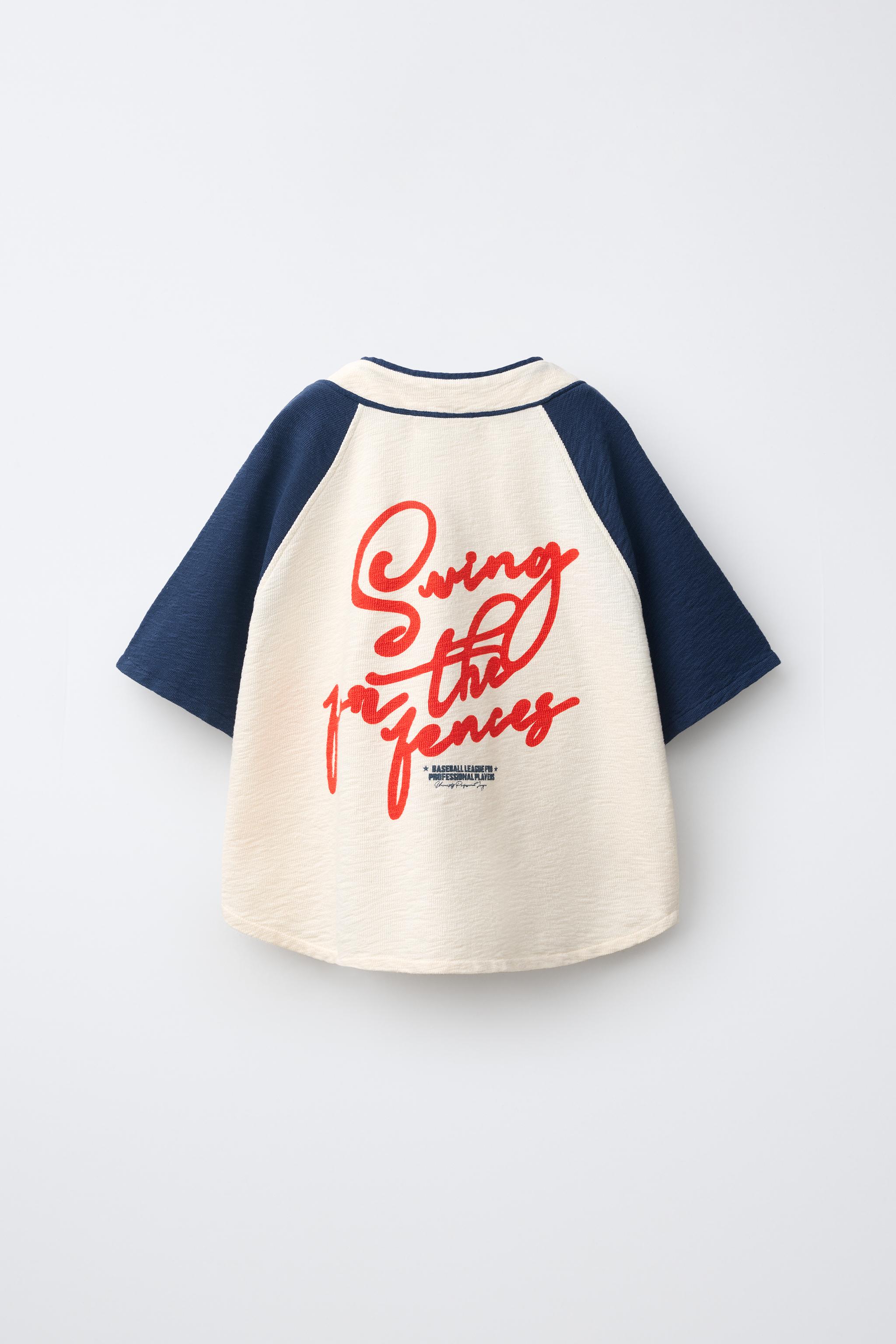Детские рубашки Zara TEXT BASEBALL SHIRT — фото 3