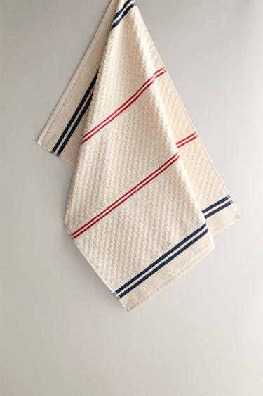 Zara STRIPED COTTON TERRY TEA TOWEL - 裸色 - 圖片 0