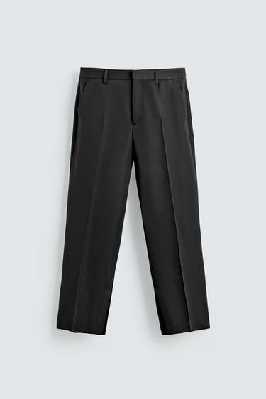 STRAIGHT-LEG TROUSERS WITH VENTS - Dark grey by Zara