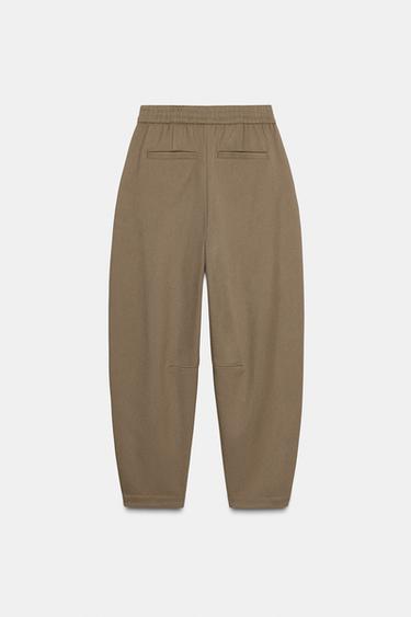 CARROT FIT TROUSERS WITH ELASTIC WAIST - camel by Zara - Image 7