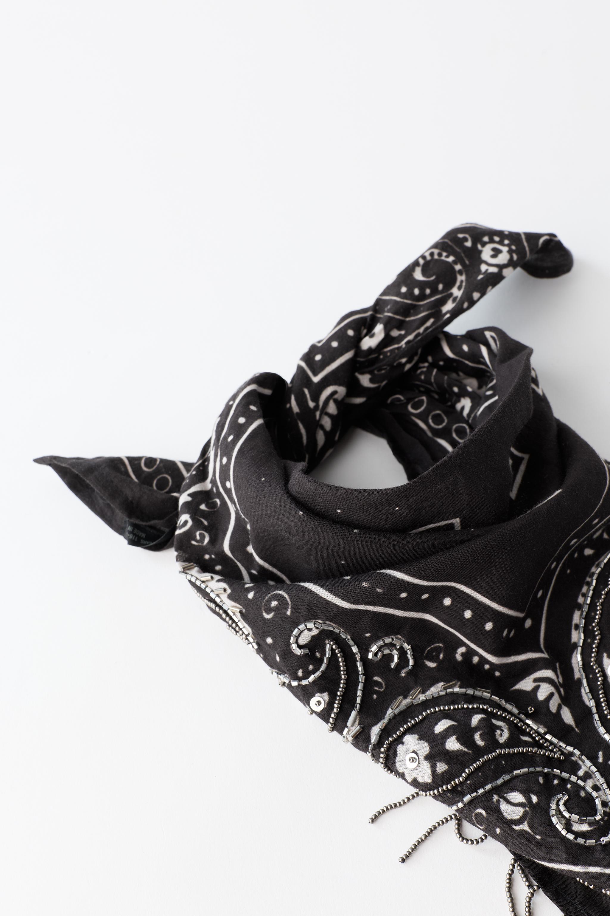 Детские аксессуары Zara PAISLEY BEADED FRINGE BANDANA — фото 3