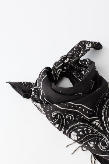BANDANA PAISLEY ET FRANGES FANTAISIE - Noir de Zara - Image 2