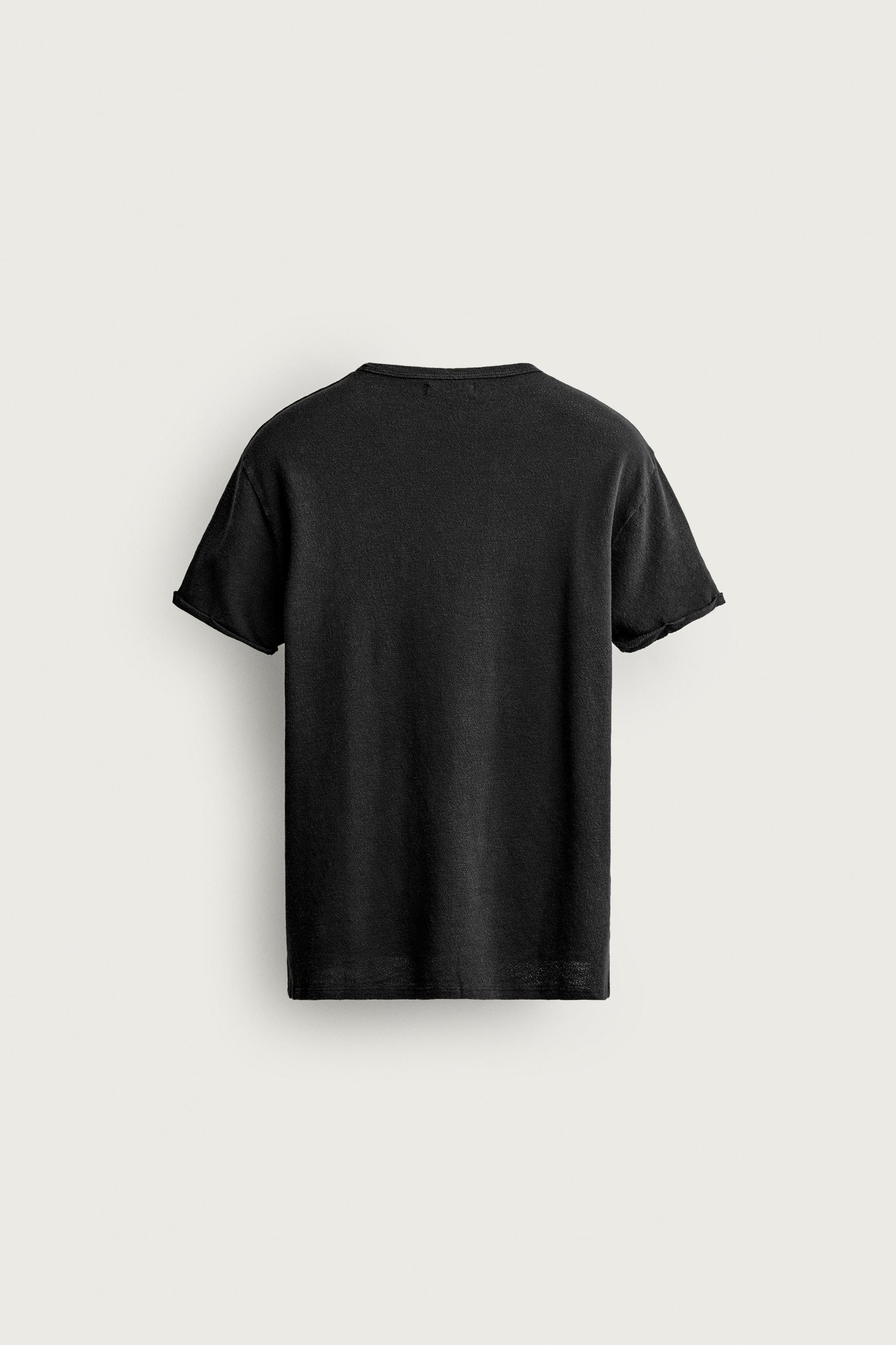 WASHED PRINTED KNIT T-SHIRT — Black