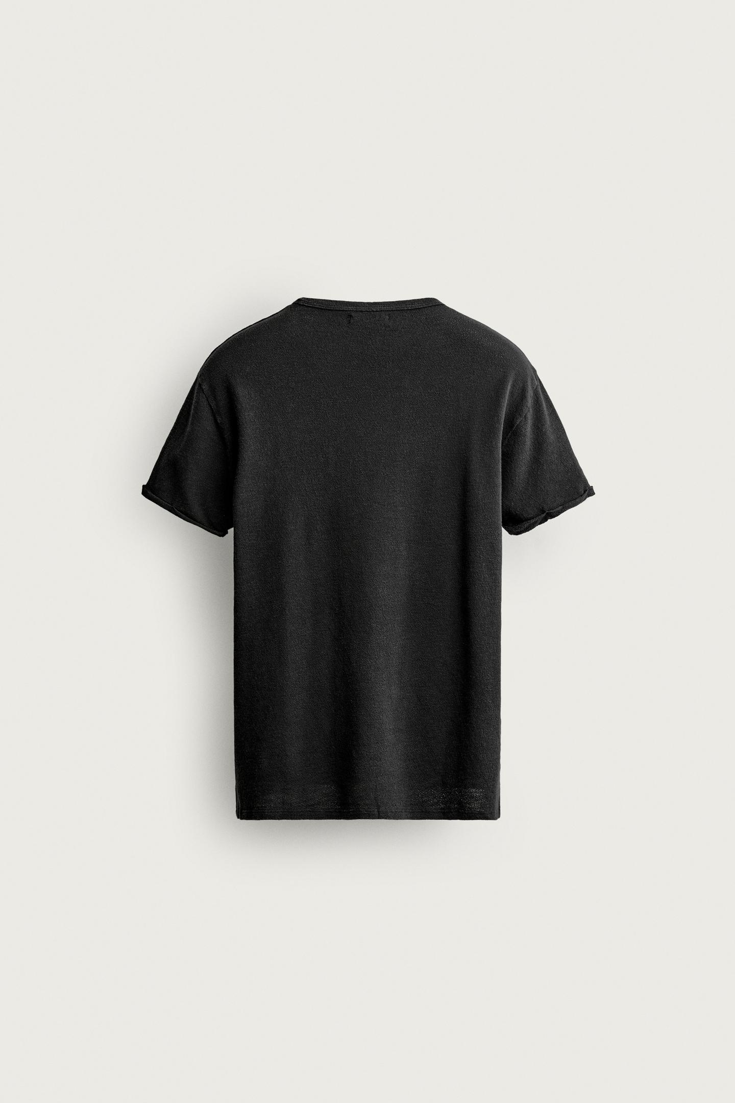 Мужская футболка Zara Washed Printed Knit, цвет: Чёрный — фото 7