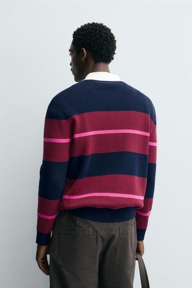 POLO EN MAILLE À RAYURES - rayures de Zara - Image 2