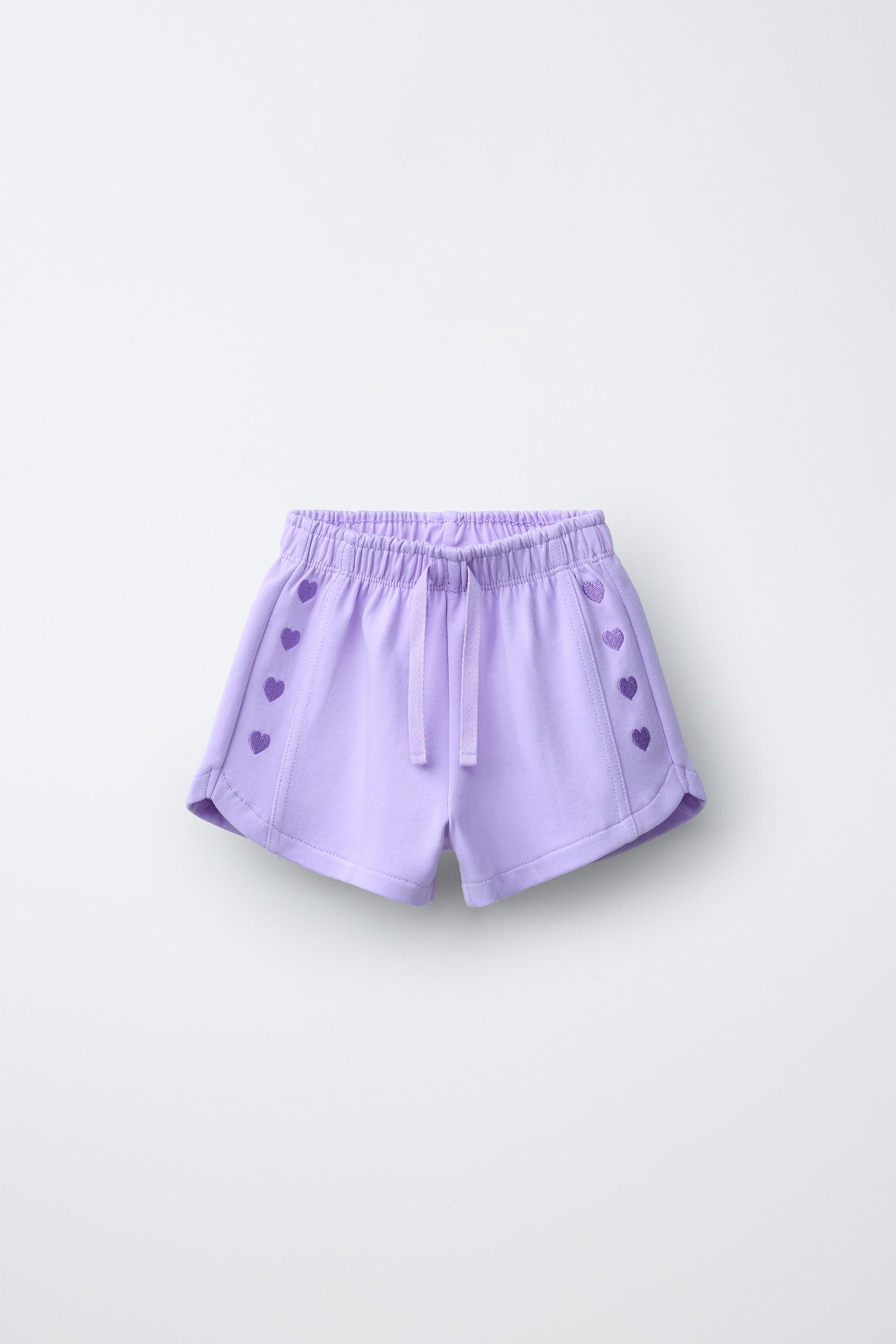 INTERLOCK PLUSH EMBROIDERED HEART SHORTS