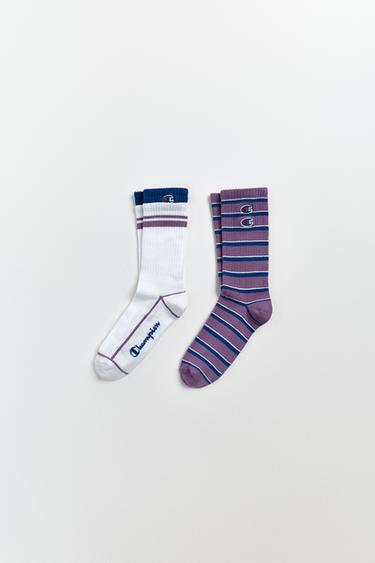 CALCETINES LARGOS RAYAS Y BANDAS CHAMPION ® X ZARA - Malva de Zara