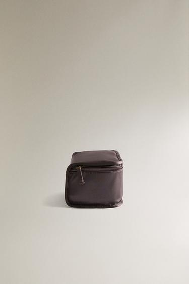 SATEEN OBJECT HOLDER WASH BAG - Chocolate Brown by Zara - Image 2