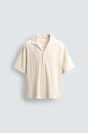 TEXTURED RELAXED FIT POLO SHIRT - Oyster-white by Zara - Image 0