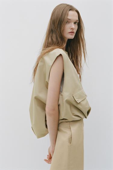 Zara OVERSIZED VEST ZW COLLECTION - Beige
