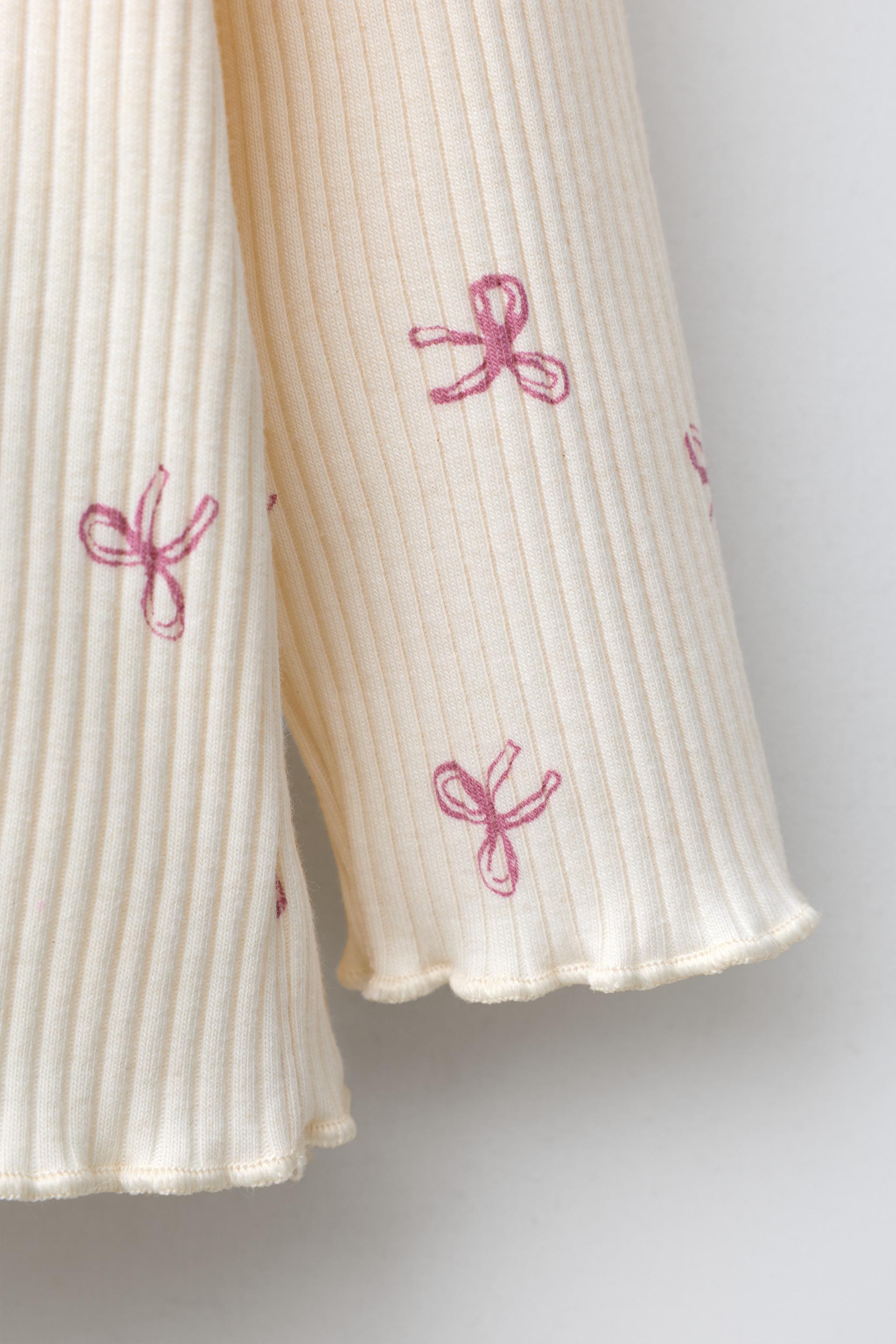 RIBBED SOFT TOUCH T-SHIRT WITH BOWS