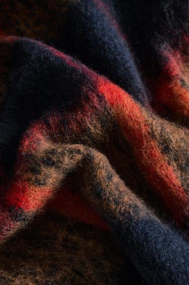 SOFT CHECK THROW WITH FRINGING - Neon blue by Zara