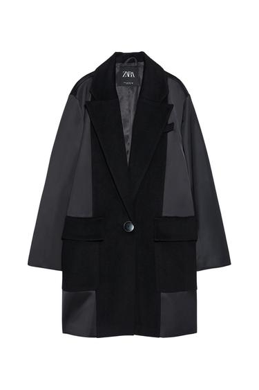 MASCULINE COAT WITH COMBINED FABRIC