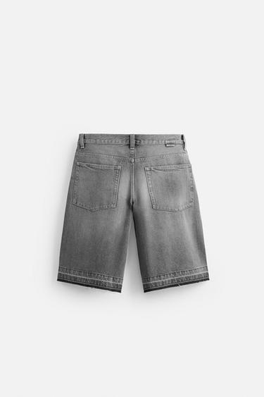 BERMUDA DENIM BAGGY FIT - Gris de Zara