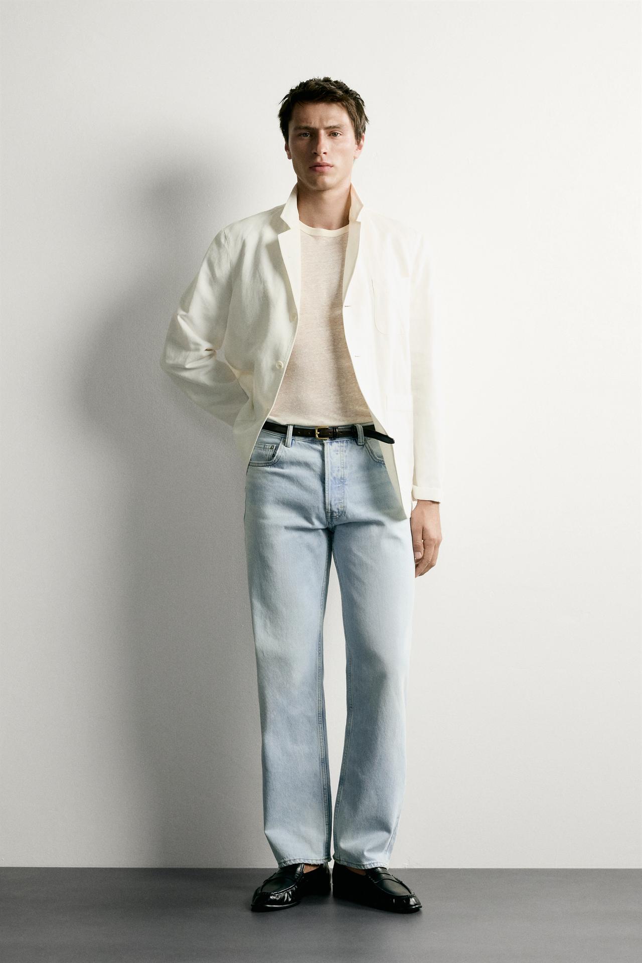 Набор из 3 базовых футболок средней плотности /02 + джинсы с прямыми штанинами + джинсы с прямыми штанинами + набор из 3 базовых футболок средней плотности /02