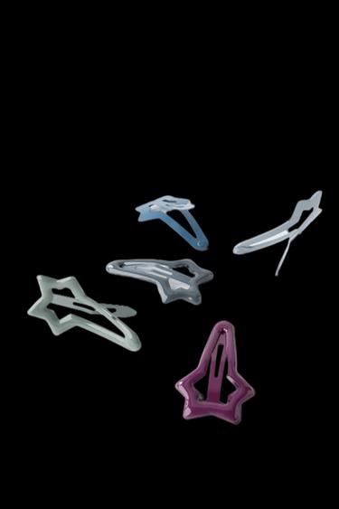 Zara PACK OF FIVE STAR BARRETTES - Black