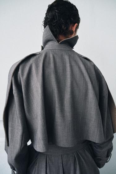 ZW COLLECTION LIMITED EDITION COMBINATION CHECK TRENCH COAT - Grey by Zara - Image 4