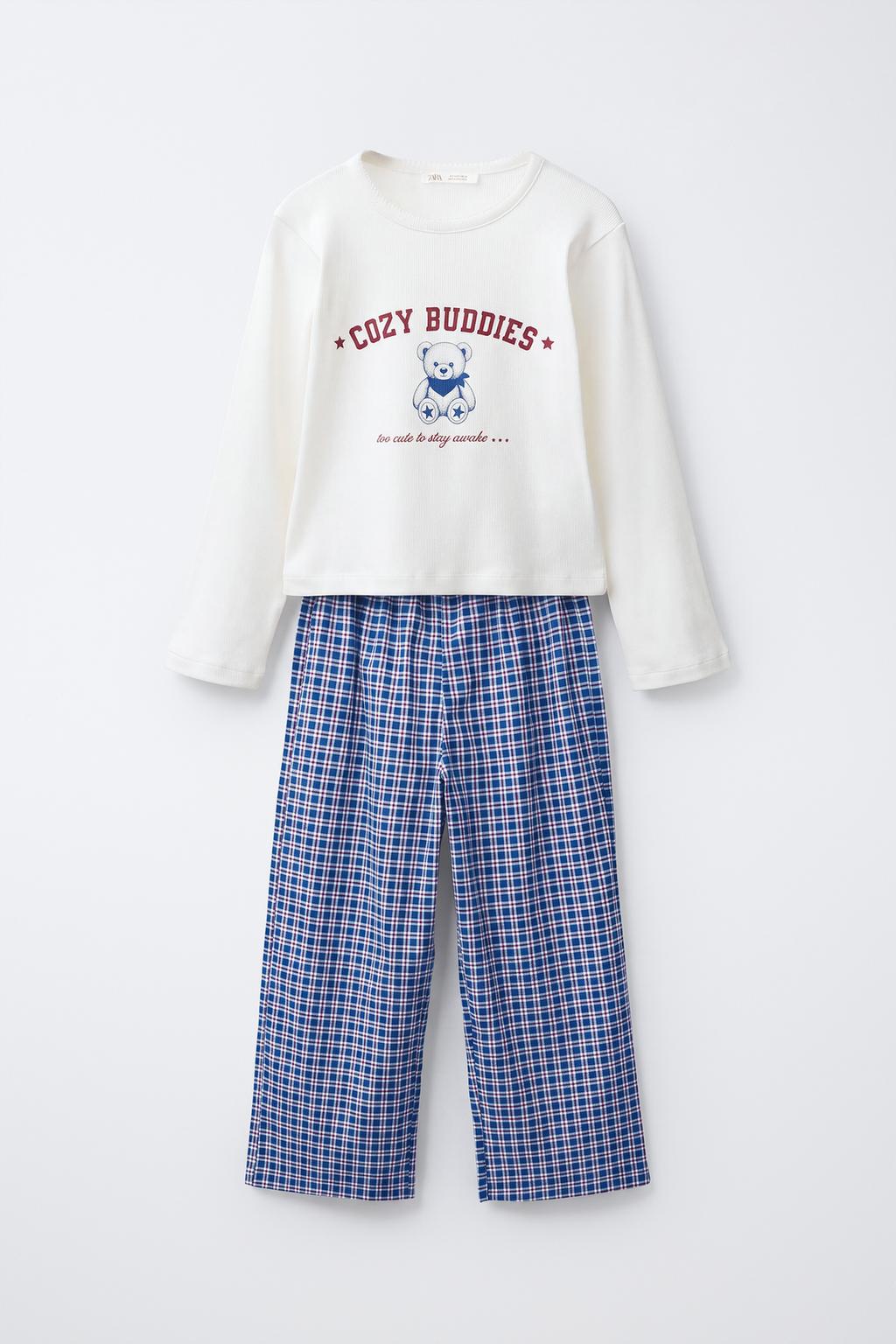 6-14 YEARS / COMBINED BEAR AND CHECK PYJAMAS