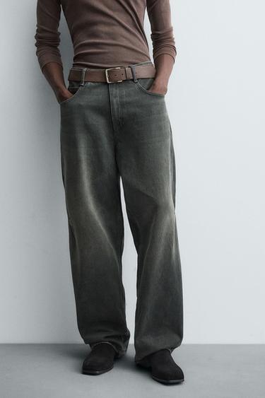 Zara BAGGY FIT JEANS WITH TWISTED SEAM - Green