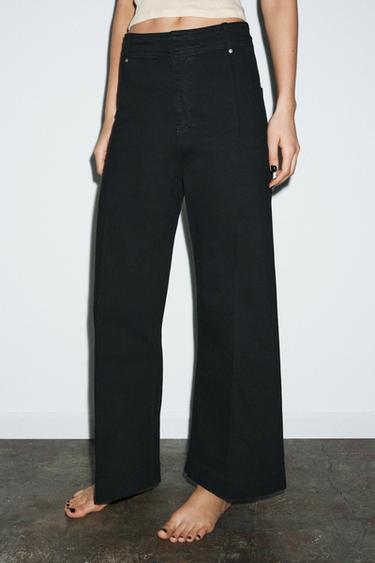 ZW COLLECTION WIDE-LEG HIGH-WAIST JEANS - Black by Zara