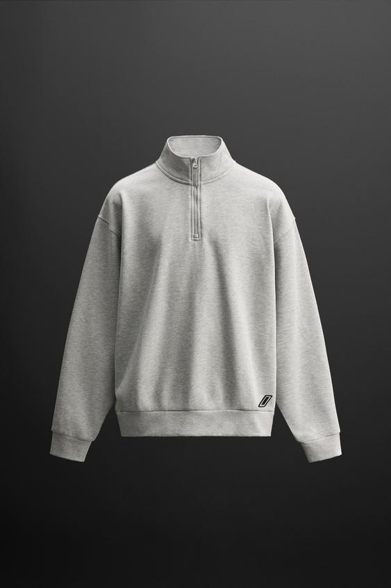 QUARTER-ZIP SWEATSHIRT - Grey marl | ZARA India