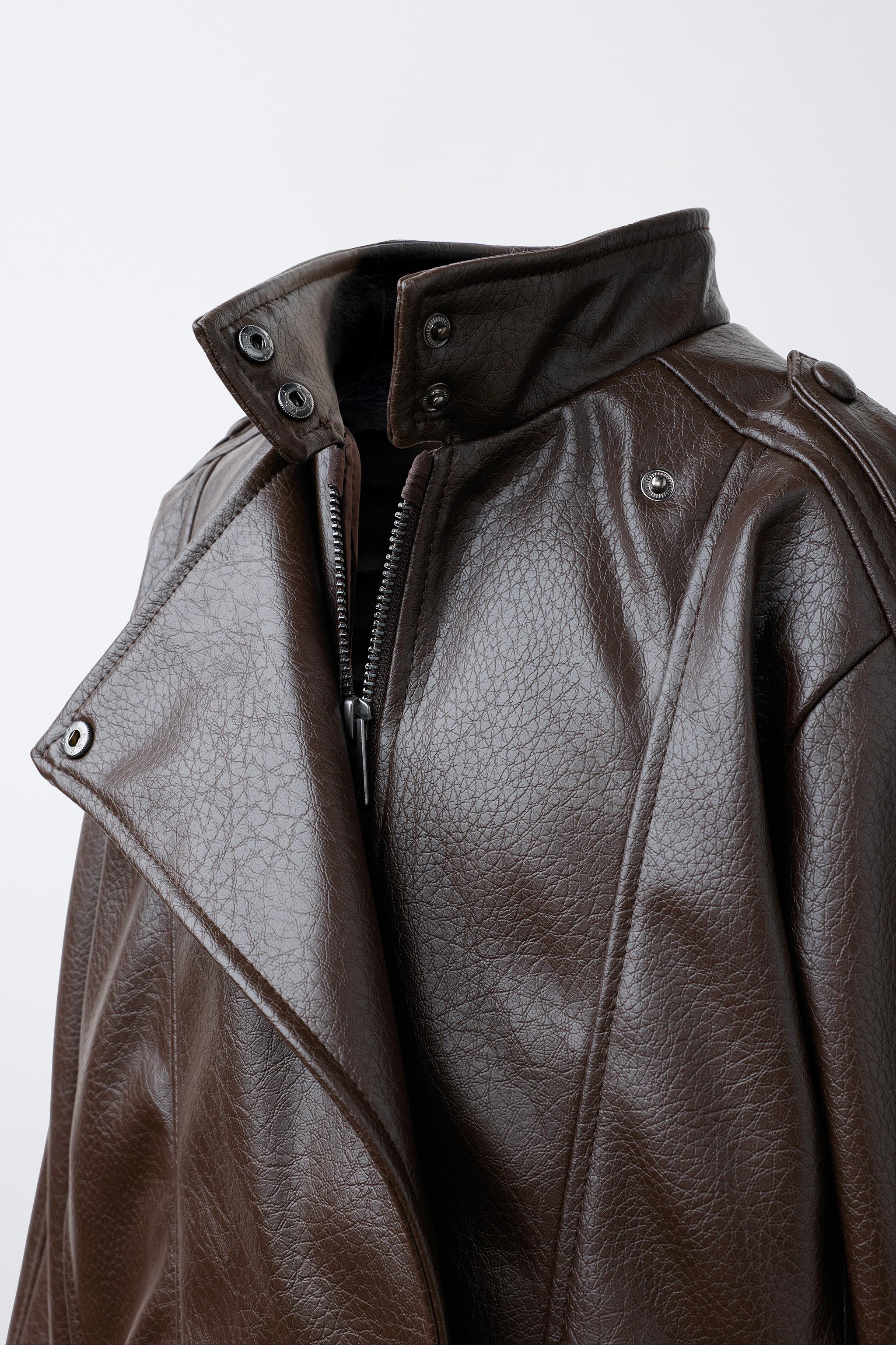 BLOUSON CROISÉ EN MATIÈRE SYNTHÉTIQUE