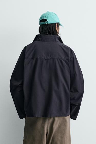CHEMISE RELAXED FIT À CARREAUX ET FERMETURE ÉCLAIR - Bleu de Zara - Image 2