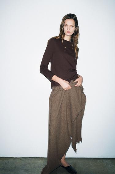 PAÑUELO LISO CON LANA - Marrón / Topo de Zara