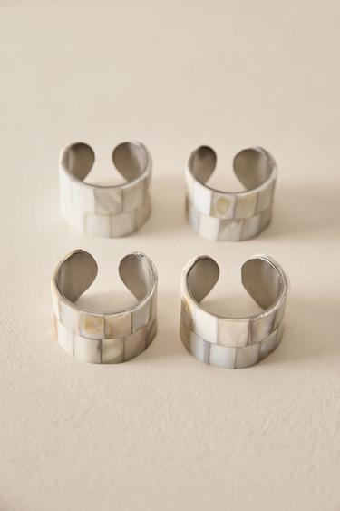 PACK OF MOTHER-OF-PEARL NAPKIN RINGS (PACK OF 4) - Light beige by Zara