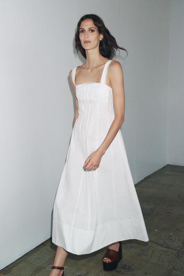 ZW COLLECTION LONG DRESS WITH TRIMS - White by Zara
